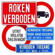 PICTOGRAM EN TEKSTBORDEN Verbodsborden