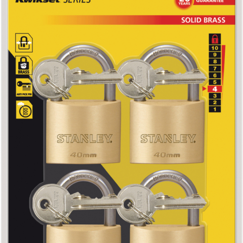 Productafbeelding Hangslot Stanley 40 mm 4-pack small 2